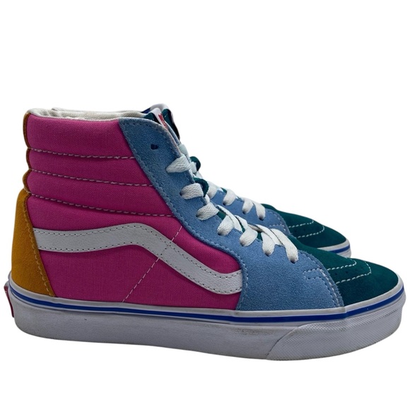Vans Womens Shoes Sk8 Hi Sneakers Size 6.5 Multi Color Canvas High Leather - Picture 2 of 13
